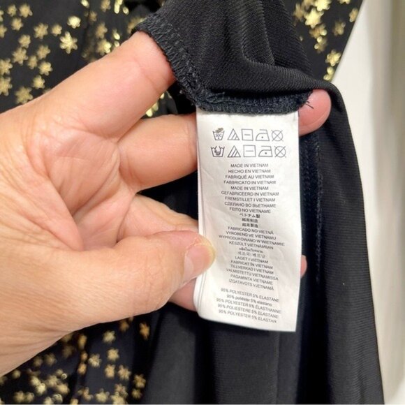 Michael Kors Black & Gold Metallic Stars Print Dress Size S - Picture 9 of 11